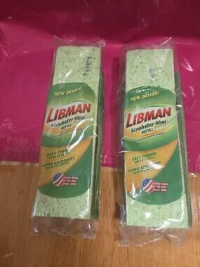 Libman Scrubster Mop Refill Easy Change Snap-On Absorbent 03105 Lot of 2 NEW